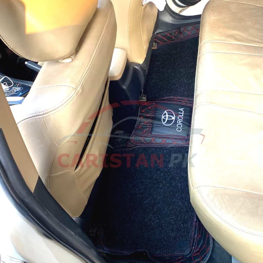 Toyota Corolla 9D Premium Floor Mats Black With Red Stitch