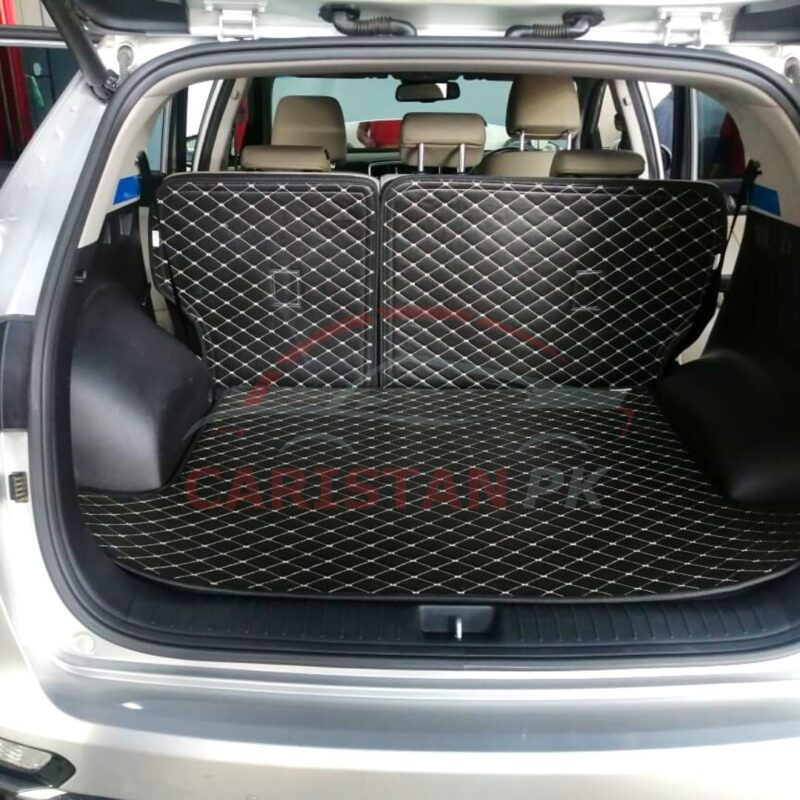 Hyundai Tucson 7D Complete Trunk Mat Black With Beige Stitch Hyundai Tucson 7D Complete Trunk Mat Black With Beige Stitch