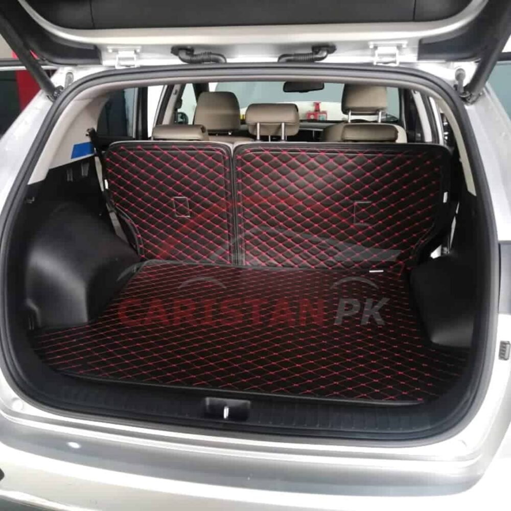 Hyundai Tucson 7D Complete Trunk Mat Black With Red Stitch Hyundai Tucson 7D Complete Trunk Mat Black With Red Stitch