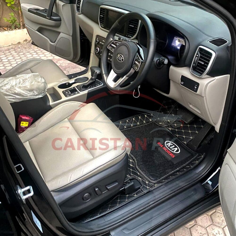 KIA Sportage 9D Premium Floor Mats Black With Beige Stitch