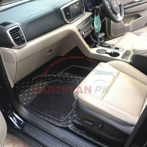 KIA Sportage 9D Premium Floor Mats Black With Beige Stitch 2