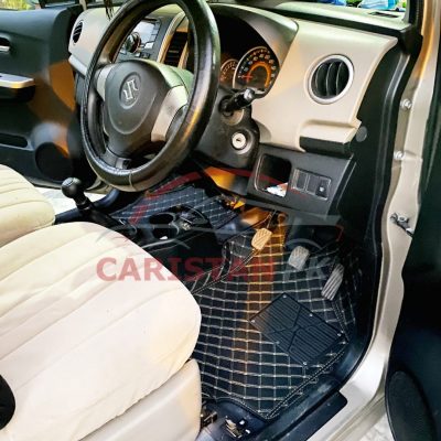 Suzuki Wagon R 7D Floor Mats Black With Beige Stitch