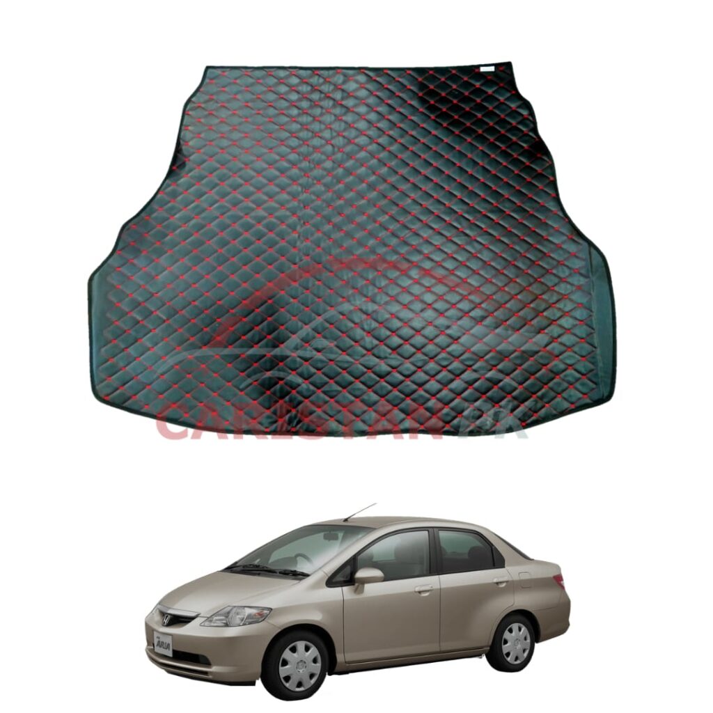 Honda City 7D Trunk Protection Mat Black With Red Stitch 2004-06