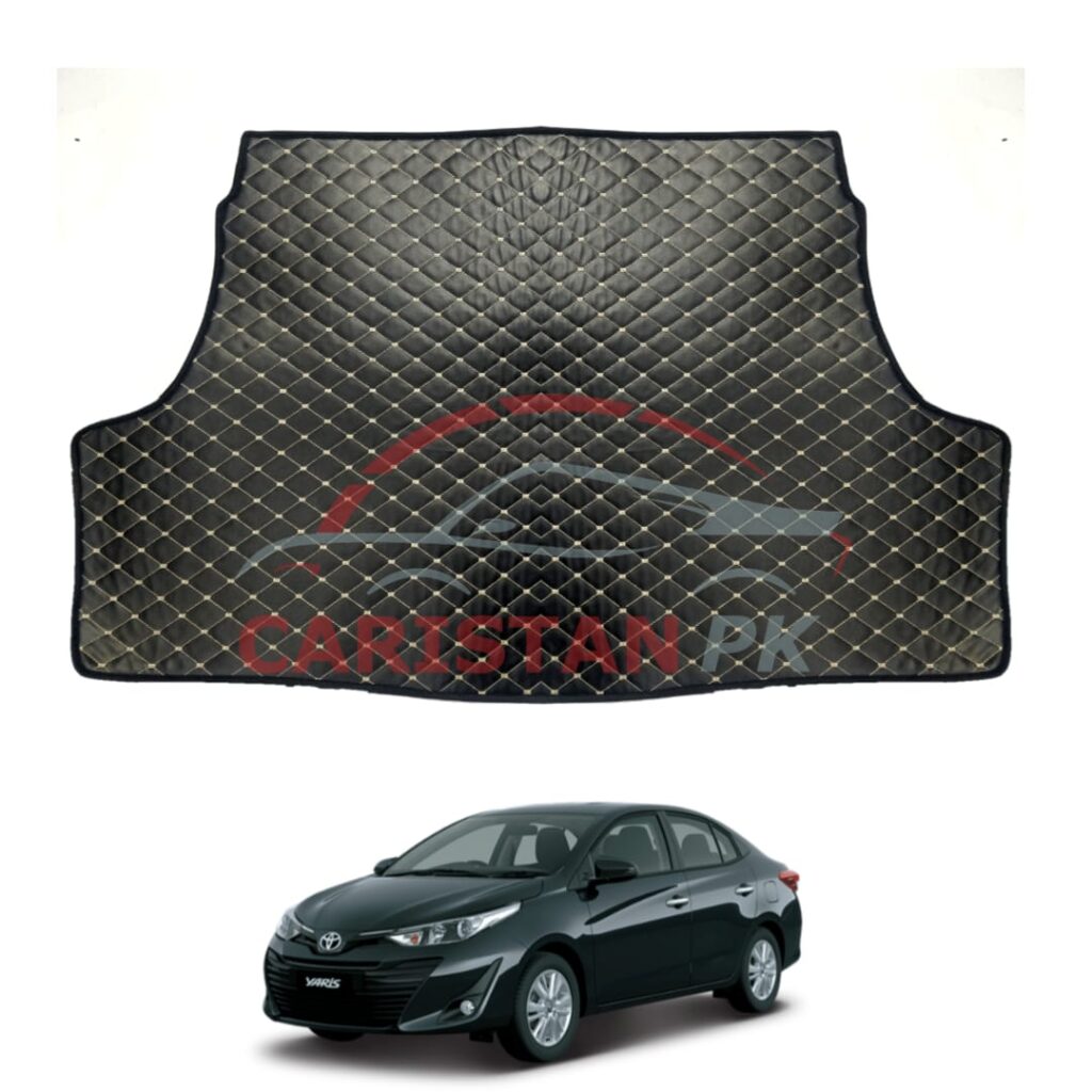 Toyota Yaris 7D Trunk Protection Mat Black With Beige Stitch