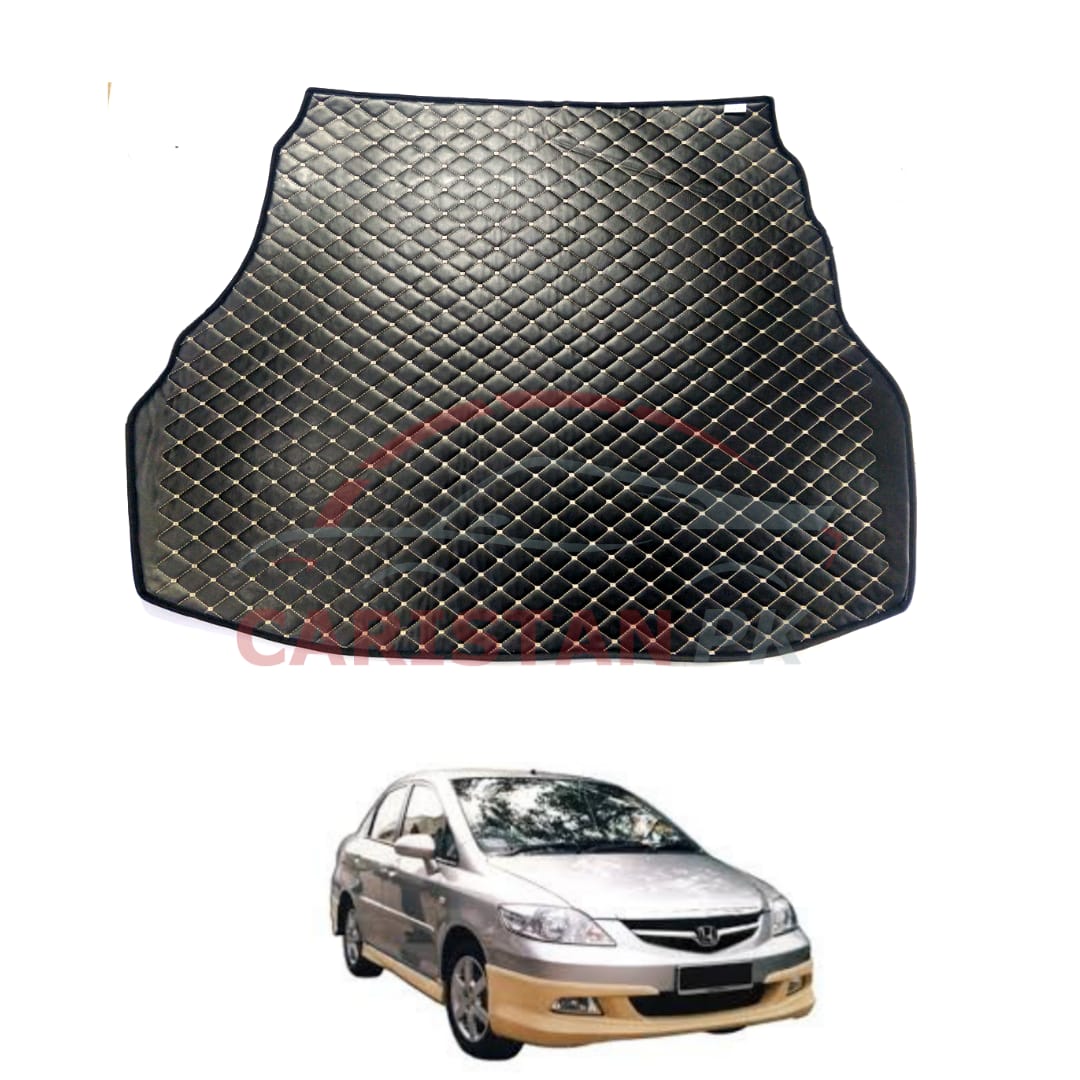 Honda City 7D Trunk Protection Mat Black With Beige Stitch 2007-08 Model