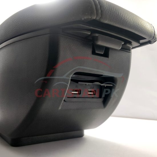 Honda BRV Premium Leather Cup Holder USB Armrest Black 1