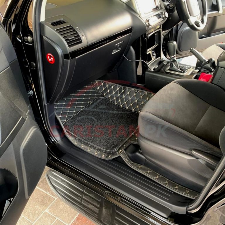 Toyota Prado FJ 150 9D Premium Floor Mats Black With Beige Stitch