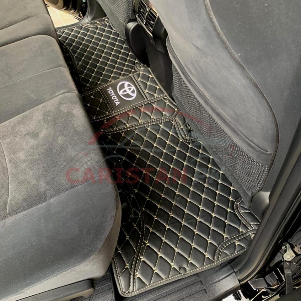 Toyota Prado FJ150 7D Floor Mats Black With Beige Stitch 3