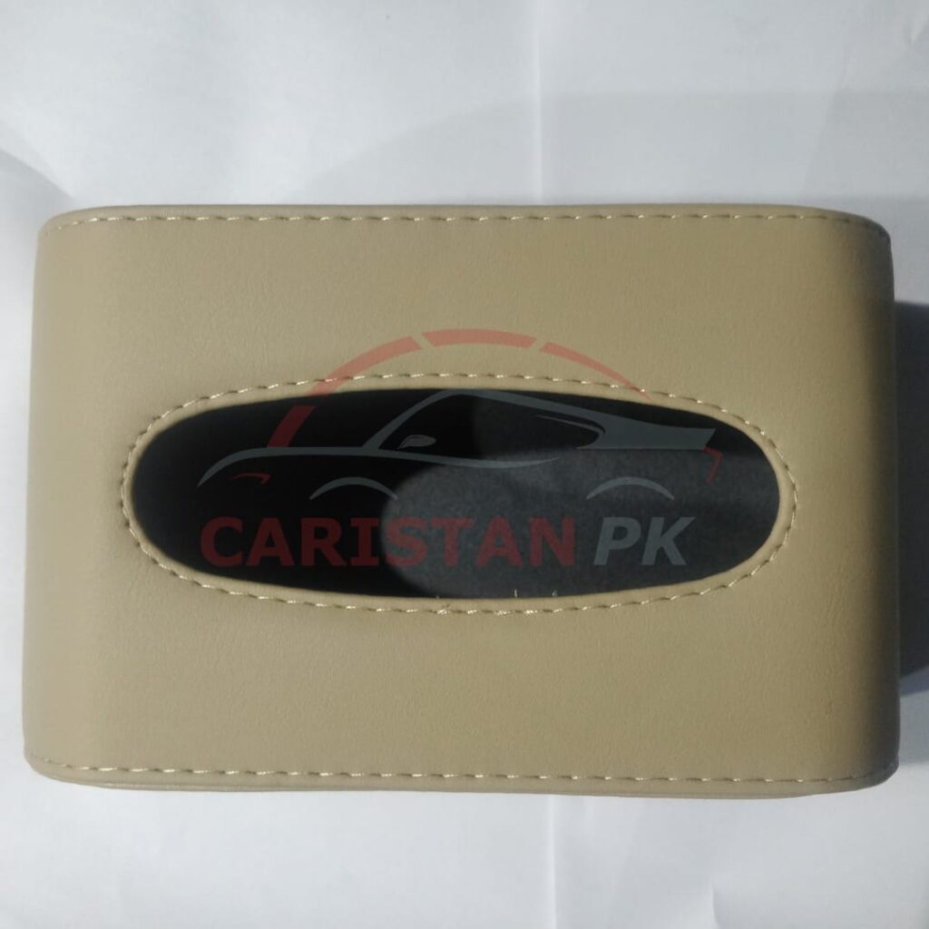 Leather Car Tissue Box Beige Big Design 4