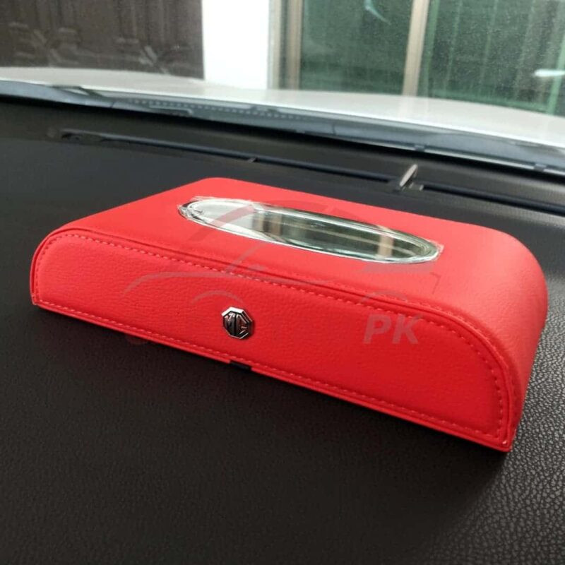 MG Leather Car Tissue Box Red