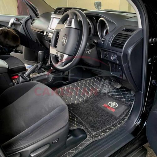 Toyota Prado FJ 150 9D Premium Floor Mats Black With Beige Stitch 1