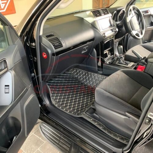 Toyota Prado FJ150 7D Floor Mats Black With Beige Stitch