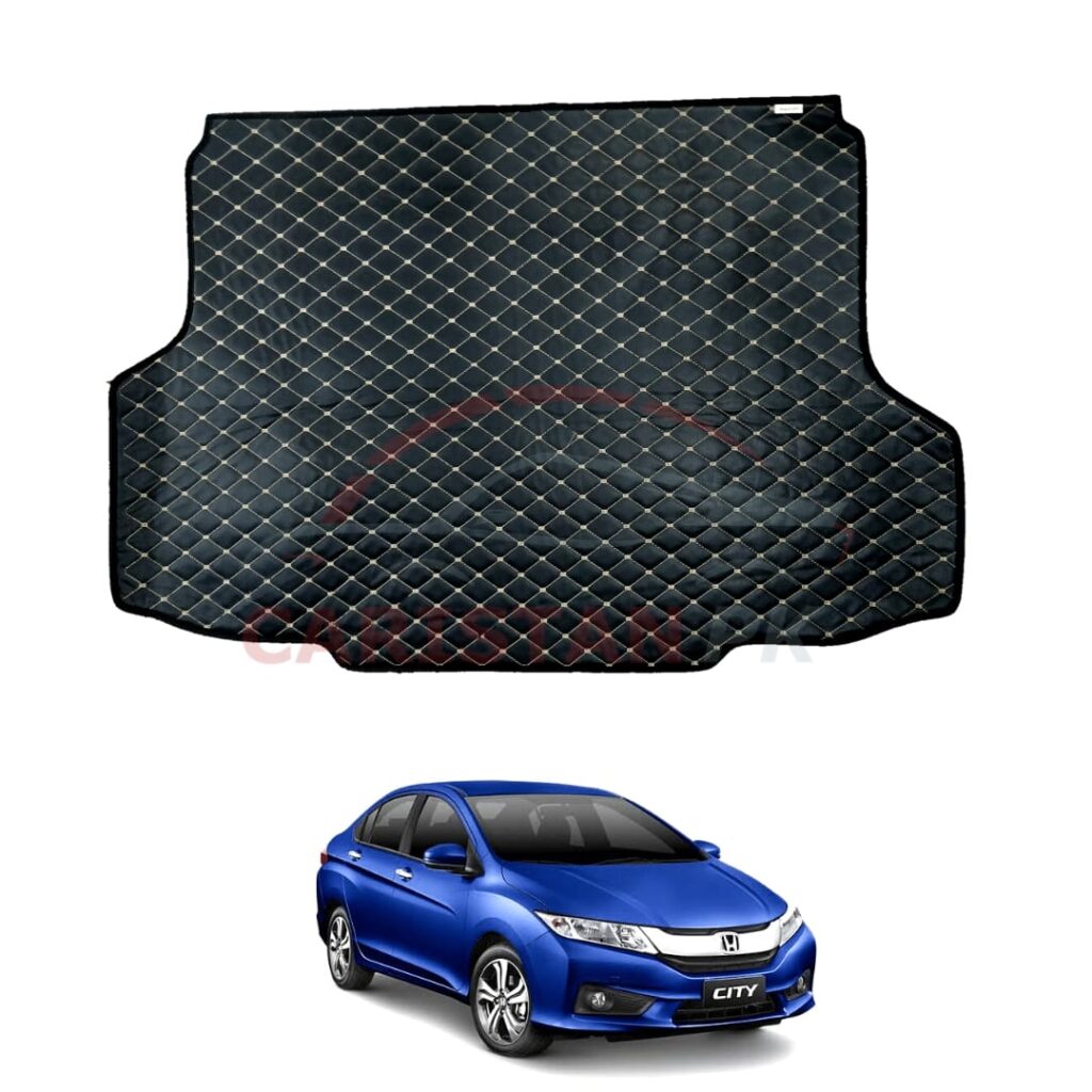 Honda City 7D Trunk Protection Mat Black With Beige Stitch 2022 Model & Onwards