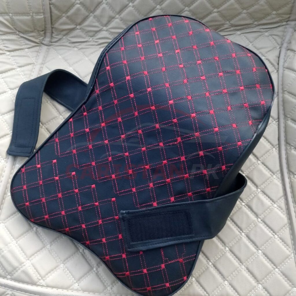 Premium Long Design Neck Rest Pillow Black With Red Stitch 1