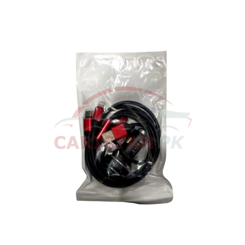 Car Mobile Fast Charger With 3 in 1 With USB Data Cable Black 1 Car Mobile Fast Charger With 3 in 1 With USB Data Cable Black 1