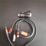 Car Mobile Fast Charger With 3 in 1 With USB Data Cable Black Car Mobile Fast Charger With 3 in 1 With USB Data Cable Black