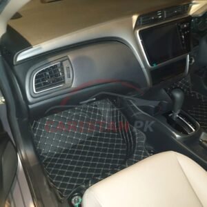 Honda City 7D Floor Mats Black With Beige Stitch Hard Design 2022 Model & Onwards 1