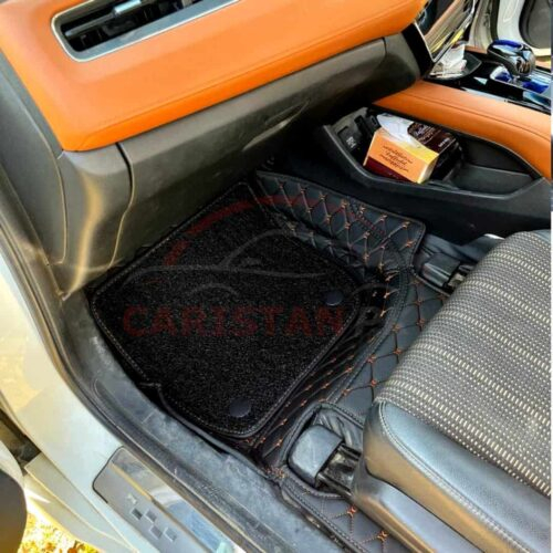 Honda Vezel 9D Premium Floor Mats Black With Orange Stitch