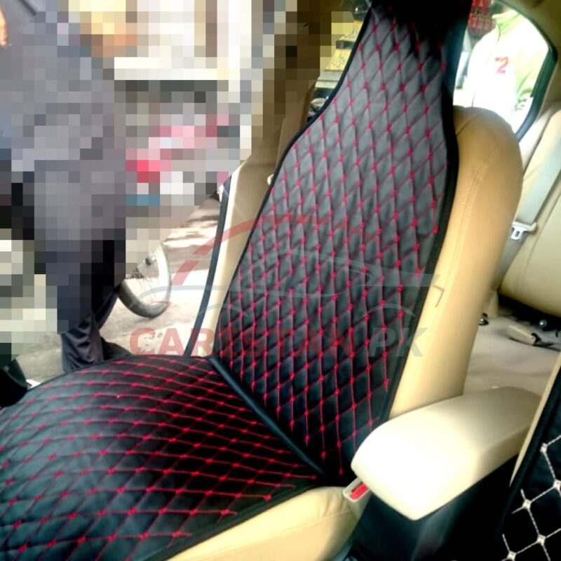 Premium 7D Style Seat Protection Cover Black With Red Stitch Premium 7D Style Seat Protection Cover Black With Red Stitch
