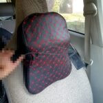 Premium Long Design Neck Rest Pillow Black With Red Stitch Premium Long Design Neck Rest Pillow Black With Red Stitch