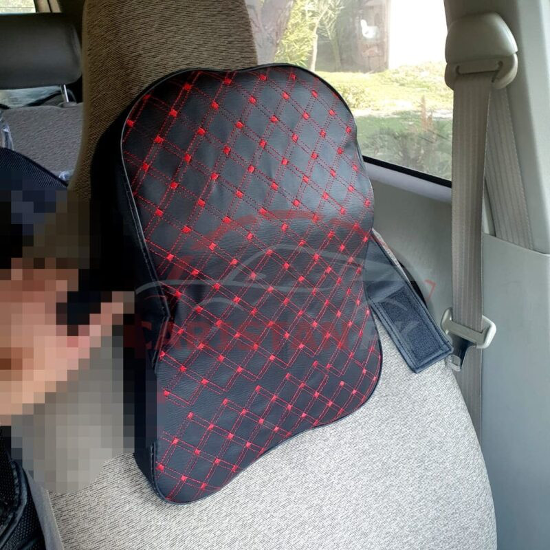 Premium Long Design Neck Rest Pillow Black With Red Stitch Premium Long Design Neck Rest Pillow Black With Red Stitch