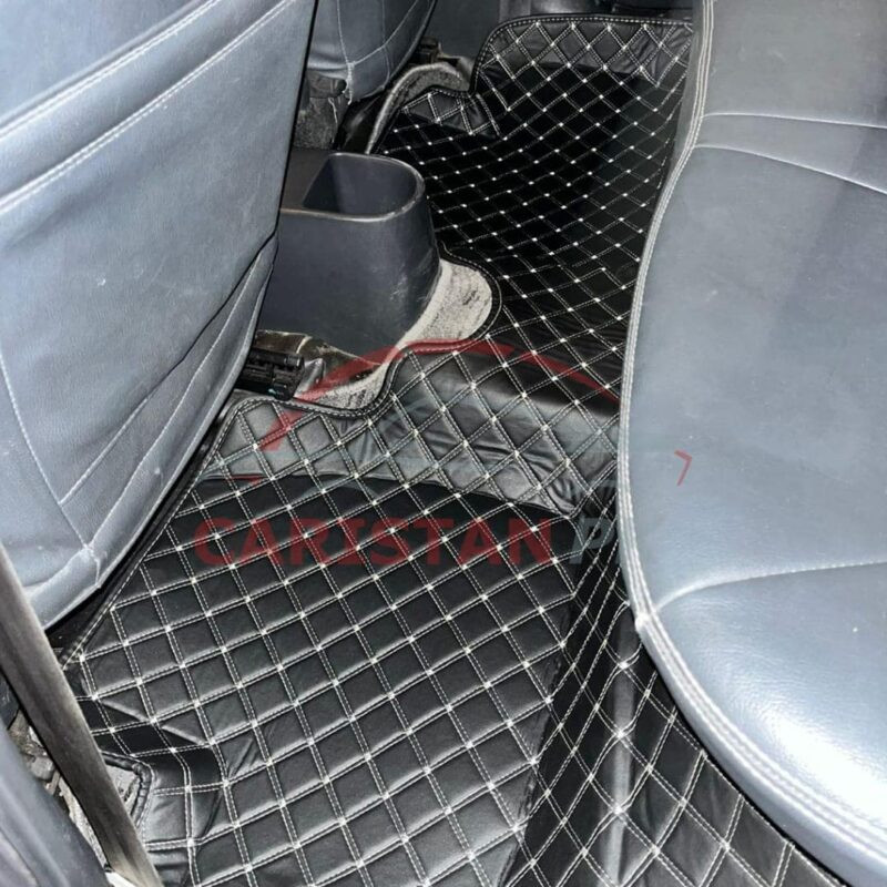 Suzuki Cultus 7D Floor Mats Black With Beige Stitch Hard Design 2017-26 1