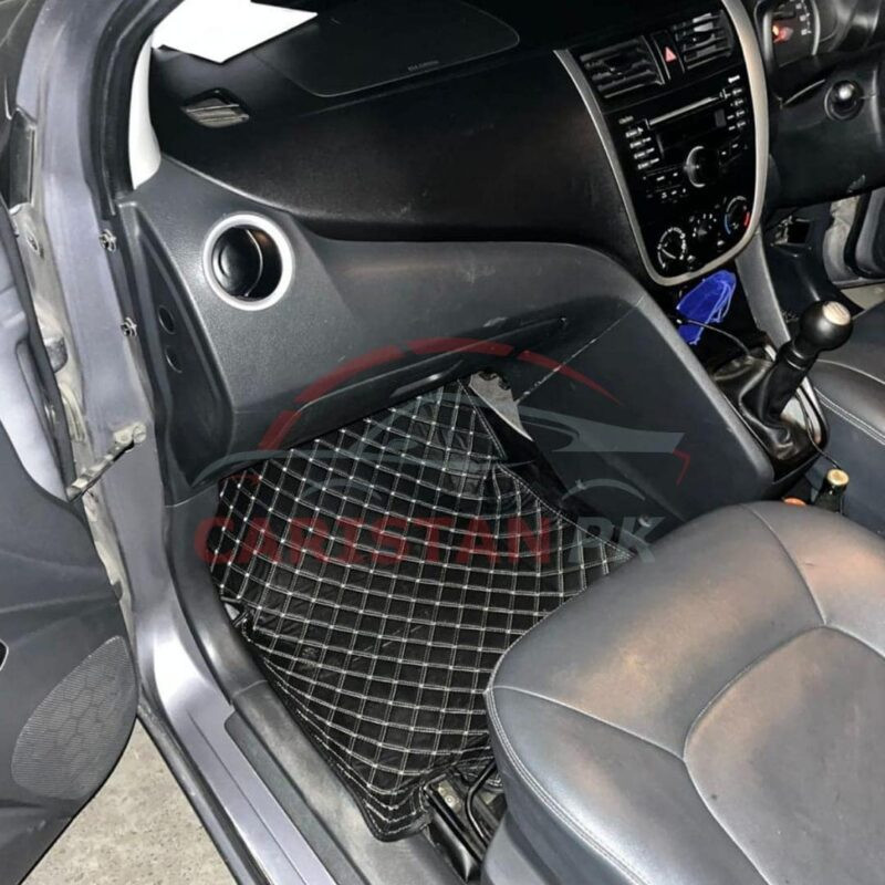 Suzuki Cultus 7D Floor Mats Black With Beige Stitch Hard Design 2017-26