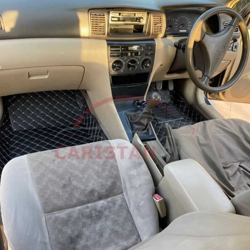 Toyota Corolla 7D Floor Mats Black With Beige Stitch 2002-08 Model 4