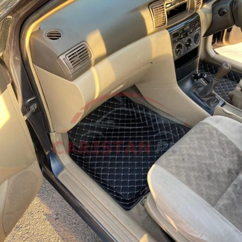 Toyota Corolla 7D Floor Mats Black With Beige Stitch 2002-08 Model