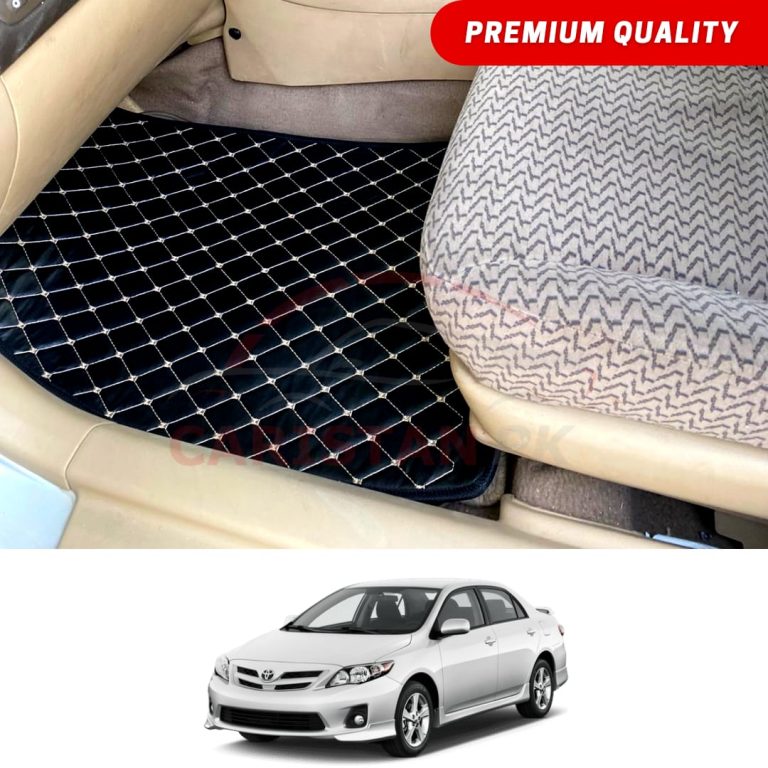 Toyota Corolla Flat Style 7D Floor Mats Black With Beige Stitch 2011-13