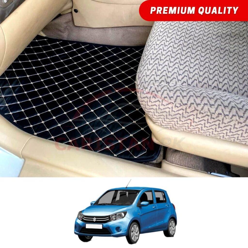 Suzuki Cultus Flat Style 7D Floor Mats Black With Beige Stitch 2017-24