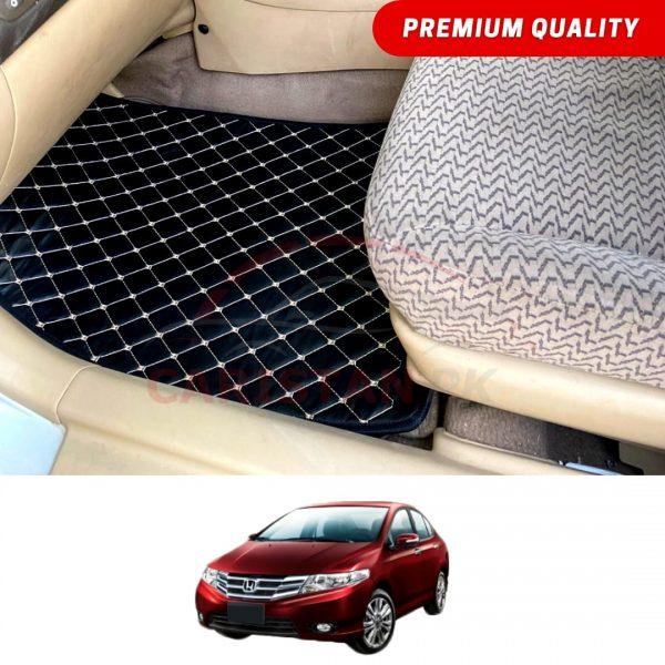 Honda City Flat Style 7D Floor Mats Black With Beige Stitch 2009-21