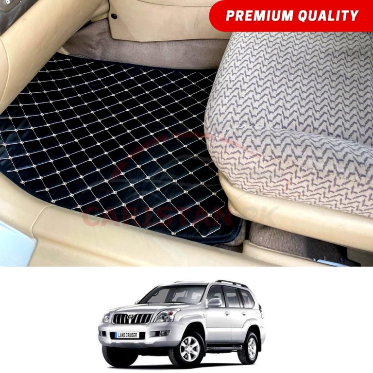 Toyota Prado FJ 120 Flat Style 7D Floor Mats Black With Beige Stitch