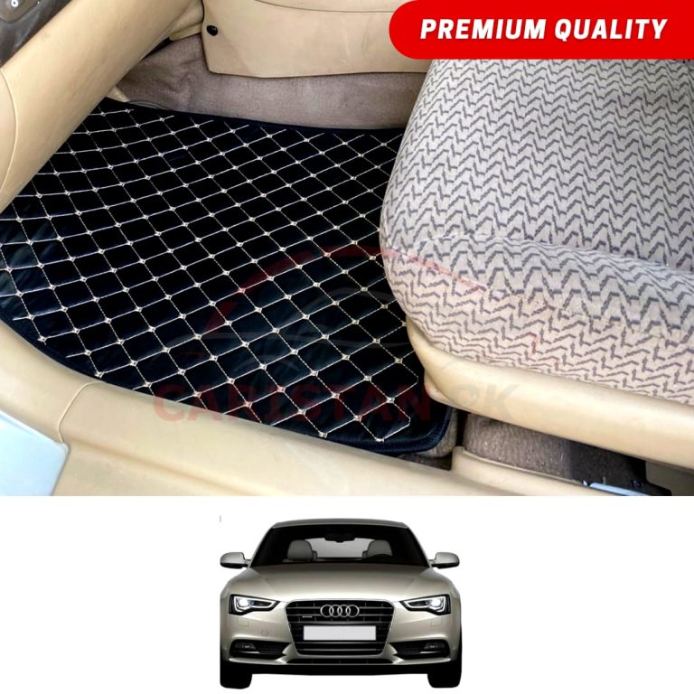 Audi A5 Flat Style 7D Floor Mats Black With Beige Stitch