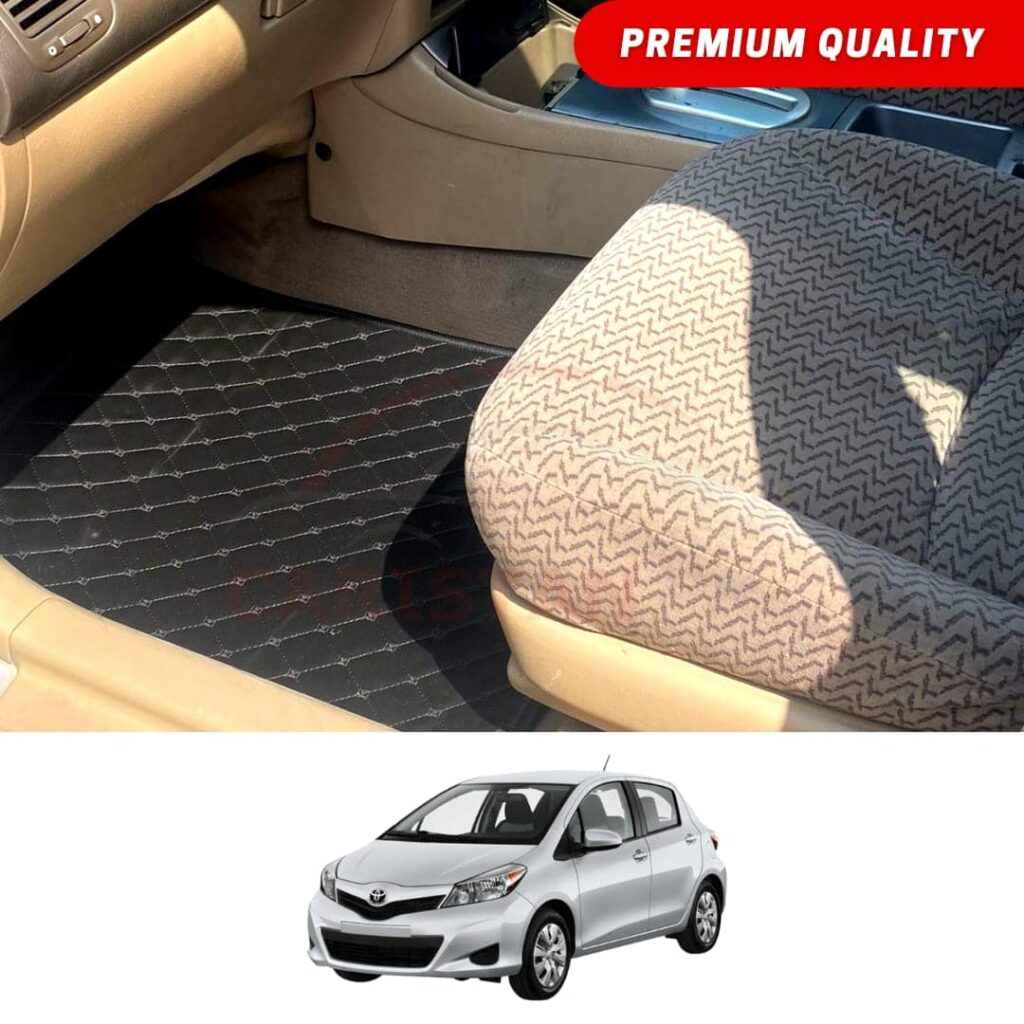 Toyota Vitz Flat Style 7D Floor Mats Black 2011-16