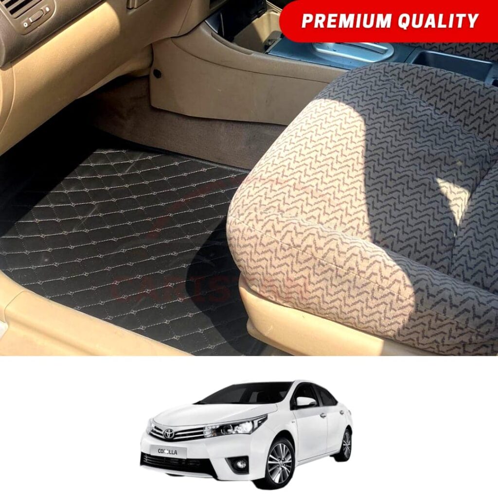 Toyota Corolla Flat Style 7D Floor Mats Black 2014-16