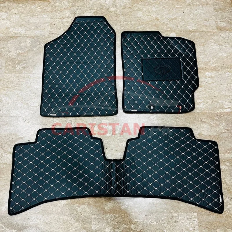 Toyota Aqua Flat Style 7D Floor Mats Beige Stitch 2017-22 3