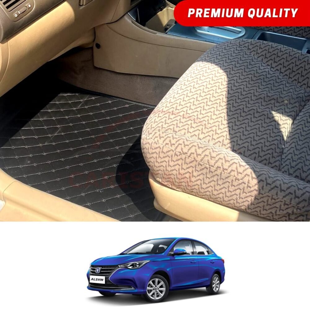 Changan Alsvin Flat Style 7D Floor Mats Black Stitch Changan Alsvin Flat Style 7D Floor Mats Black Stitch