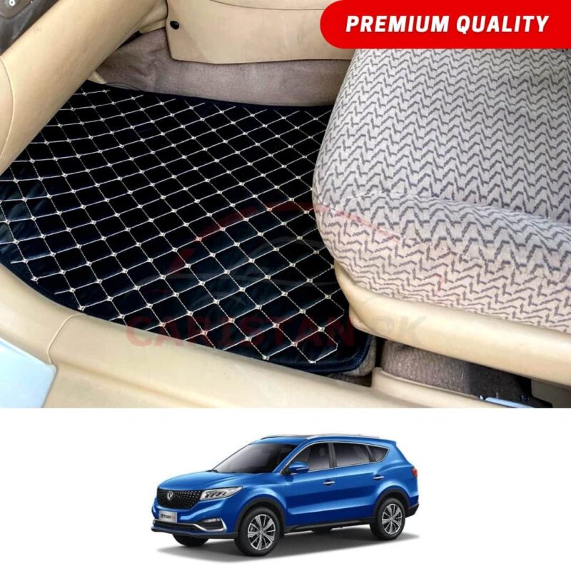 DFSK Glory 580 PRO Flat Style 7D Floor Mats Black With Beige Stitch DFSK Glory 580 PRO Flat Style 7D Floor Mats Black With Beige Stitch
