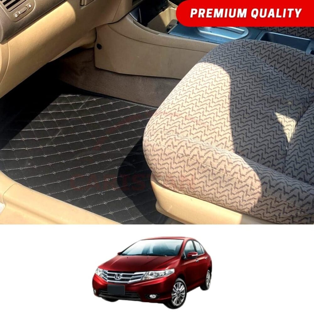 Honda City Flat Style 7D Floor Mats Black 2009-21 Honda City Flat Style 7D Floor Mats Black 2009-21
