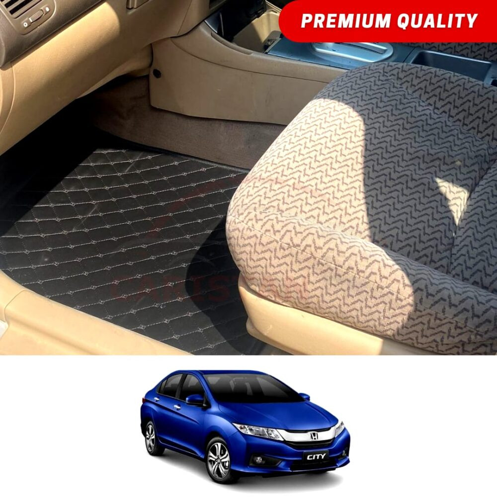 Honda City New Shape Flat Style 7D Floor Mats Black