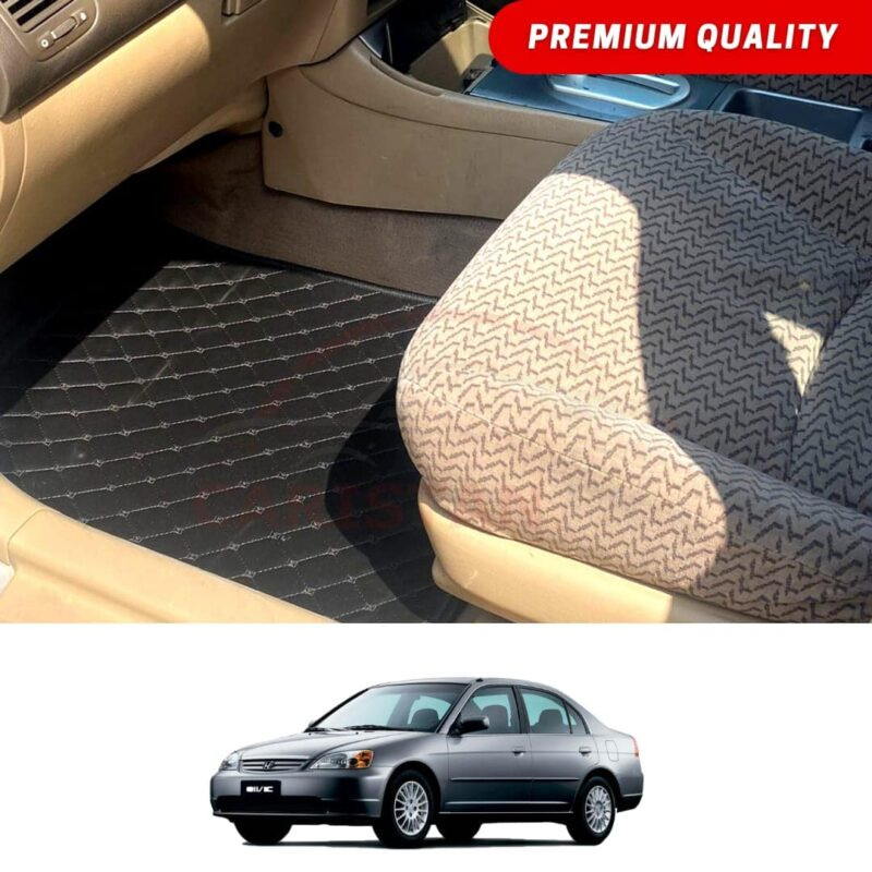 Honda Civic Flat Style 7D Floor Mats Black 2001-05