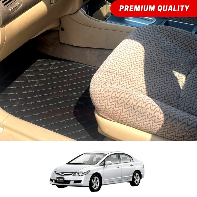 Honda Civic Reborn Flat Style 7D Floor Mats Black Honda Civic Reborn Flat Style 7D Floor Mats Black