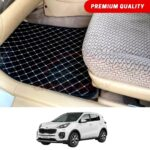 KIA Sportage Flat Style 7D Floor Mats Black With Beige Stitch