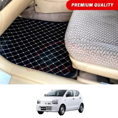 Suzuki Alto Flat Style 7D Floor Mats Black With Beige Stitch 2017-26