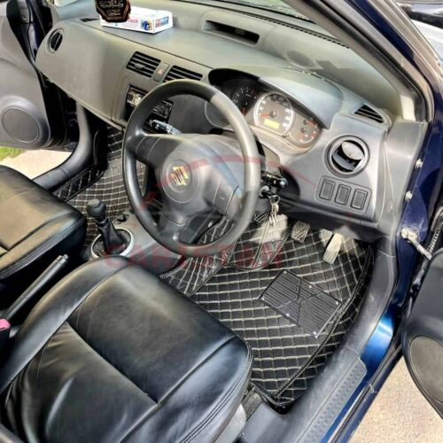 Suzuki Swift 7D Premium Floor Mats Black With Beige Stitch 2007-21 Model
