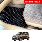 Suzuki Wagon R Pakistan Variant Flat Style 7D Floor Mats Black With Beige Stitch
