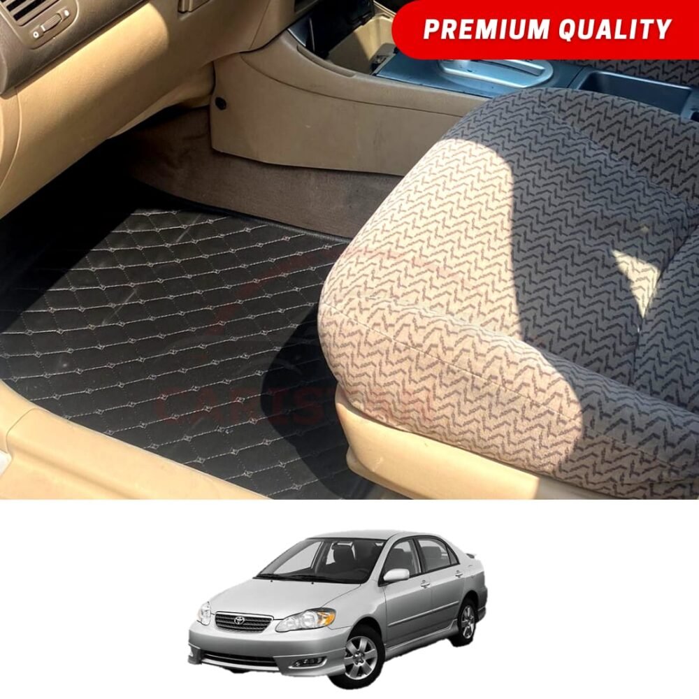 Toyota Corolla Flat Style 7D Floor Mats Black 2002-08