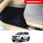 Toyota Prado FJ 150 Flat Style 7D Floor Mats Black With Beige Stitch