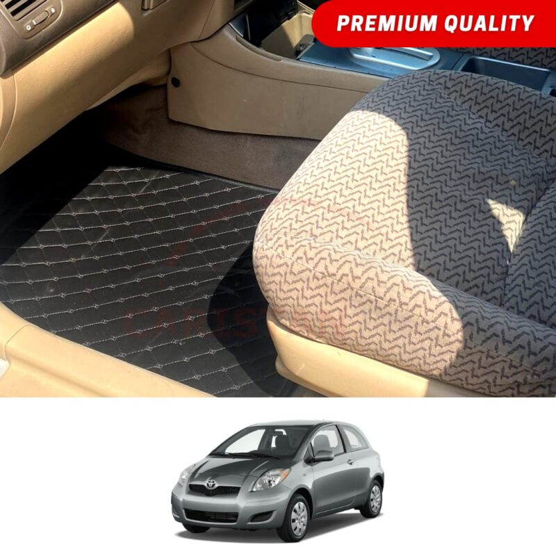 Toyota Vitz Flat Style 7D Floor Mats Black 2006-10 Toyota Vitz Flat Style 7D Floor Mats Black 2006-10